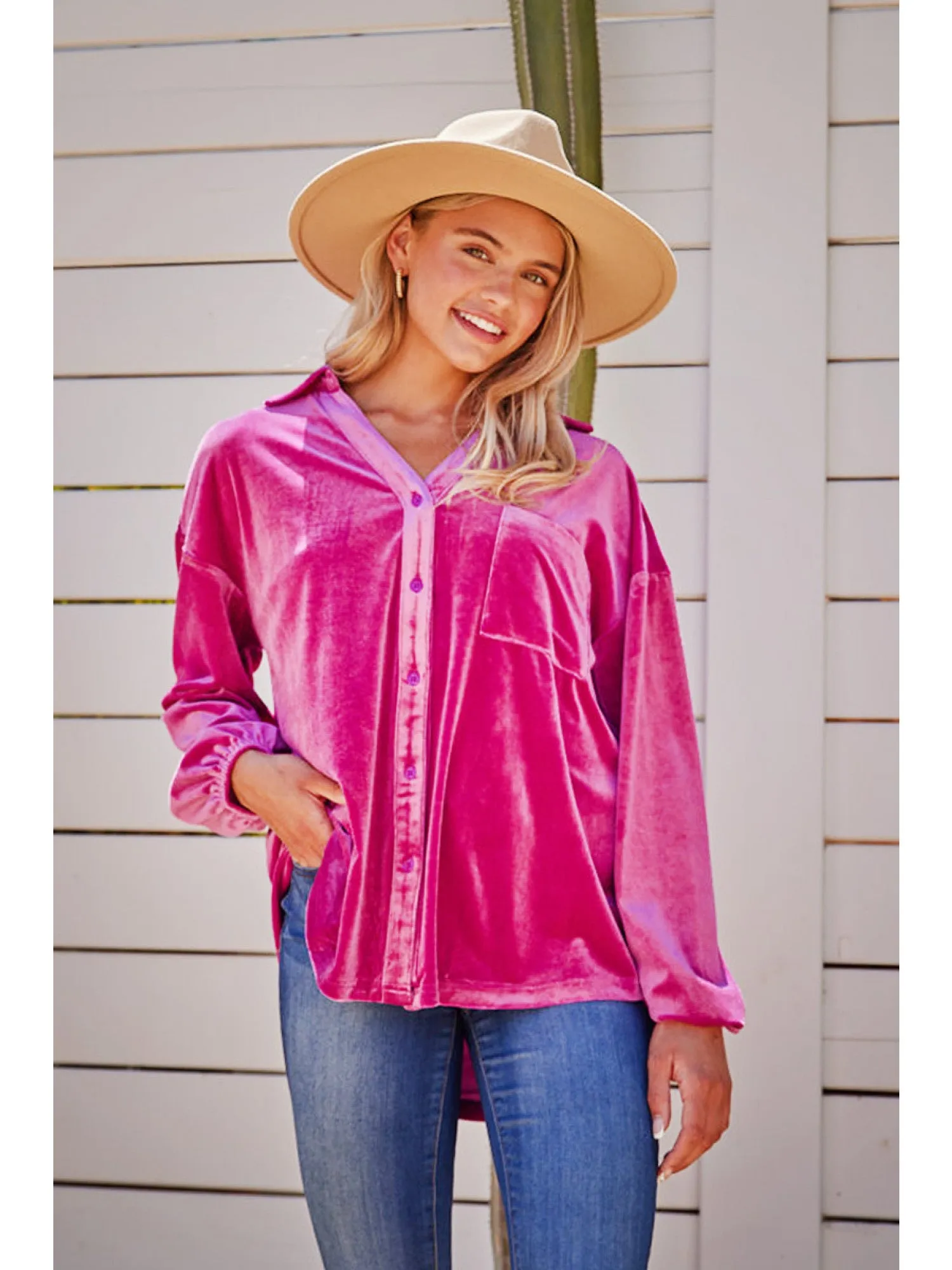 Velvet Top with V-Neck