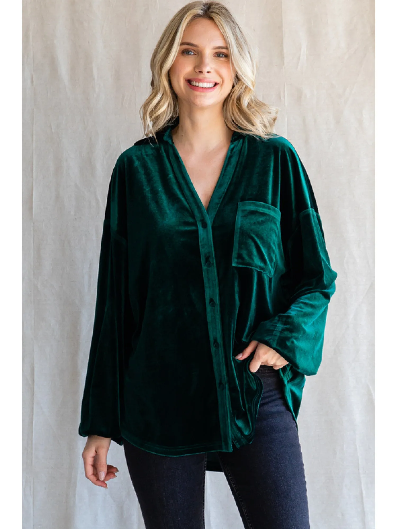 Velvet Top with V-Neck