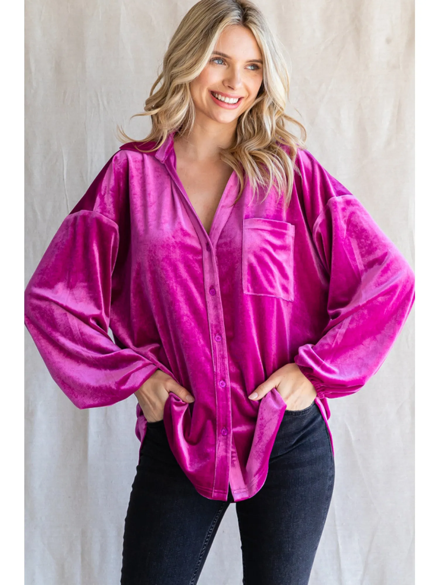 Velvet Top with V-Neck