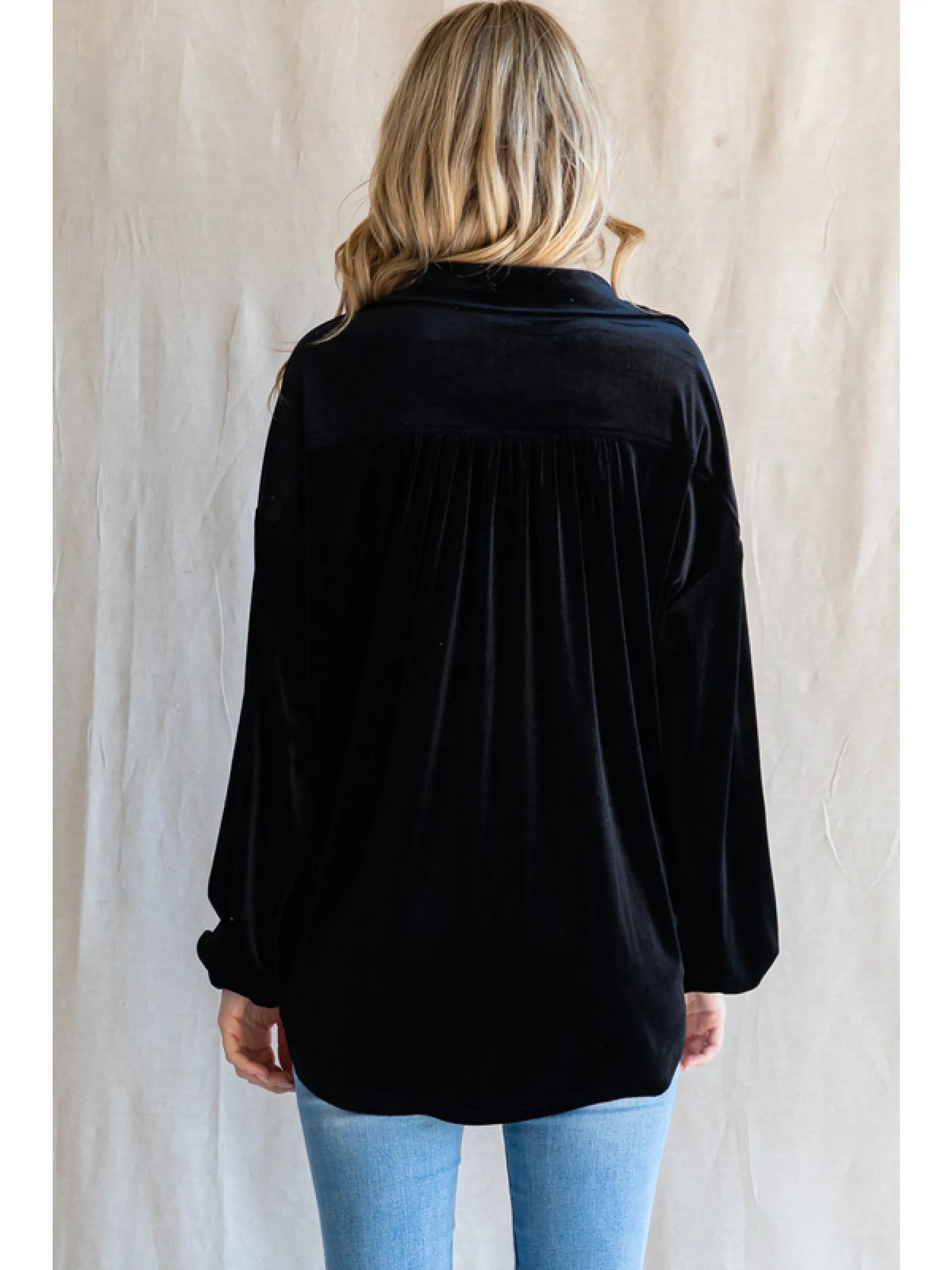 Velvet Top with V-Neck