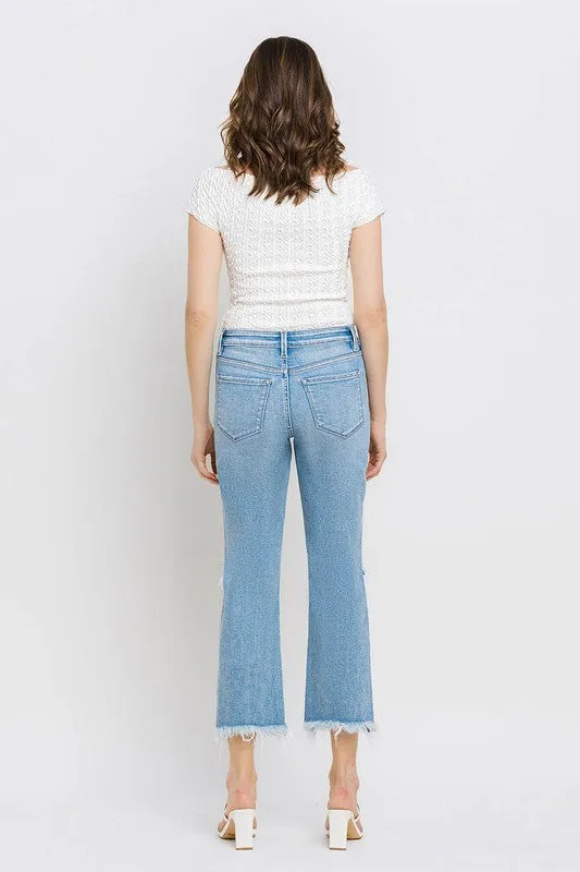 VERVET by Flying Monkey High Rise Frayed Hem Crop Straight Jeans