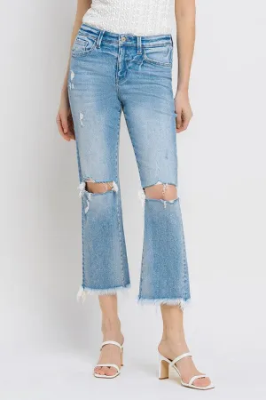 VERVET by Flying Monkey High Rise Frayed Hem Crop Straight Jeans