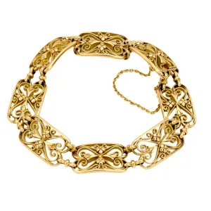 Victorian French 18k yellow gold fancy link bracelet