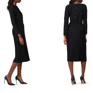 Vince Button Back Dress Long Sleeve Black XS