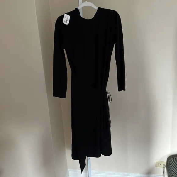 Vince Button Back Dress Long Sleeve Black XS