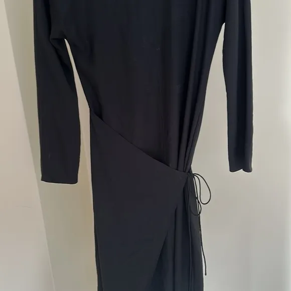 Vince Button Back Dress Long Sleeve Black XS