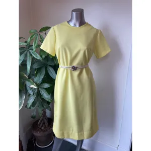 Vintage 50s 60s Alan Green short sleeve lemon yellow dress // Size 14 (HT2331)