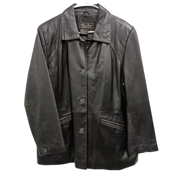 Vintage 90s Jerry Lewis Classic Luxuries Womens Leather Jacket Size Large Black