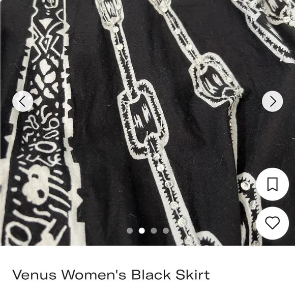 VINTAGE 90s Y2K Retro 50s Black and White Tribal Print Circle Skirt 28&quot; Waist