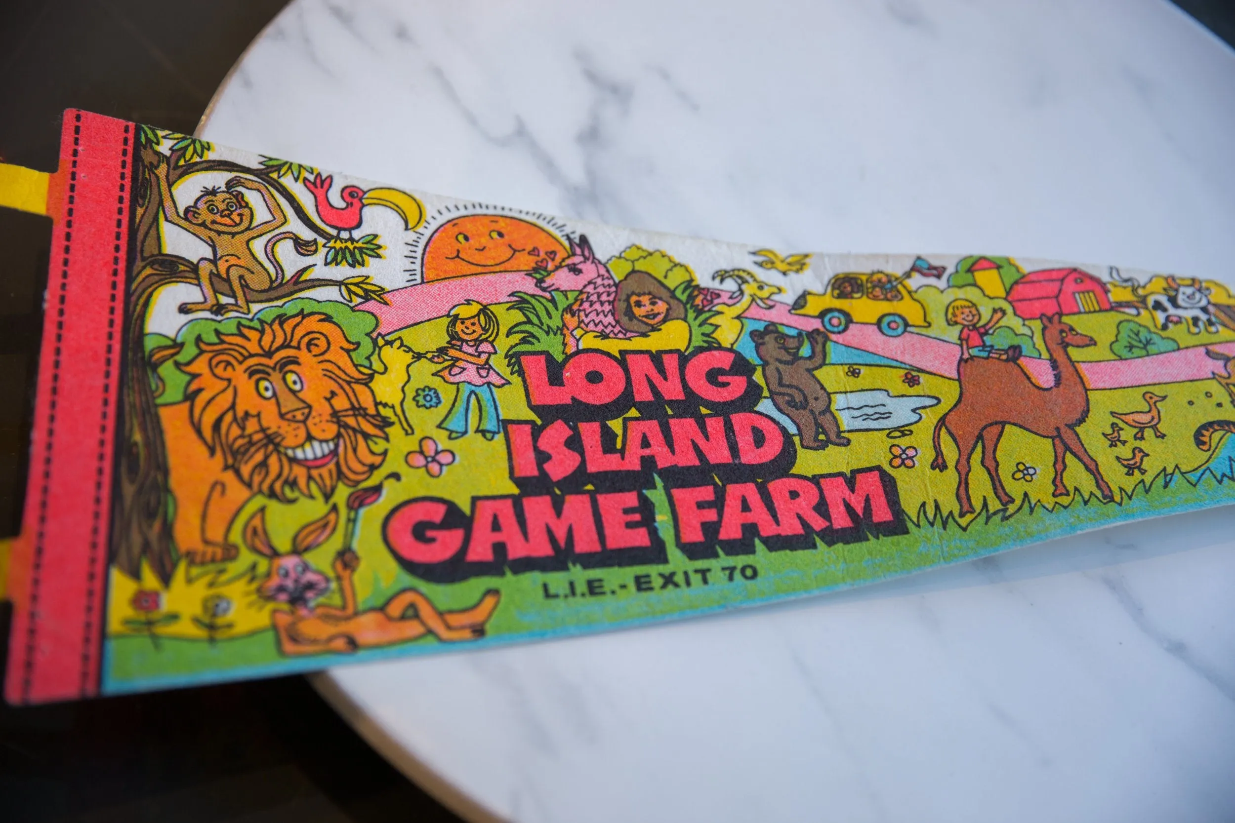 Vintage Long Island Game Farm Felt Flag Pennant