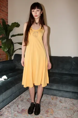 Vintage Mustard Yellow Swing Midi Dress (S-M)