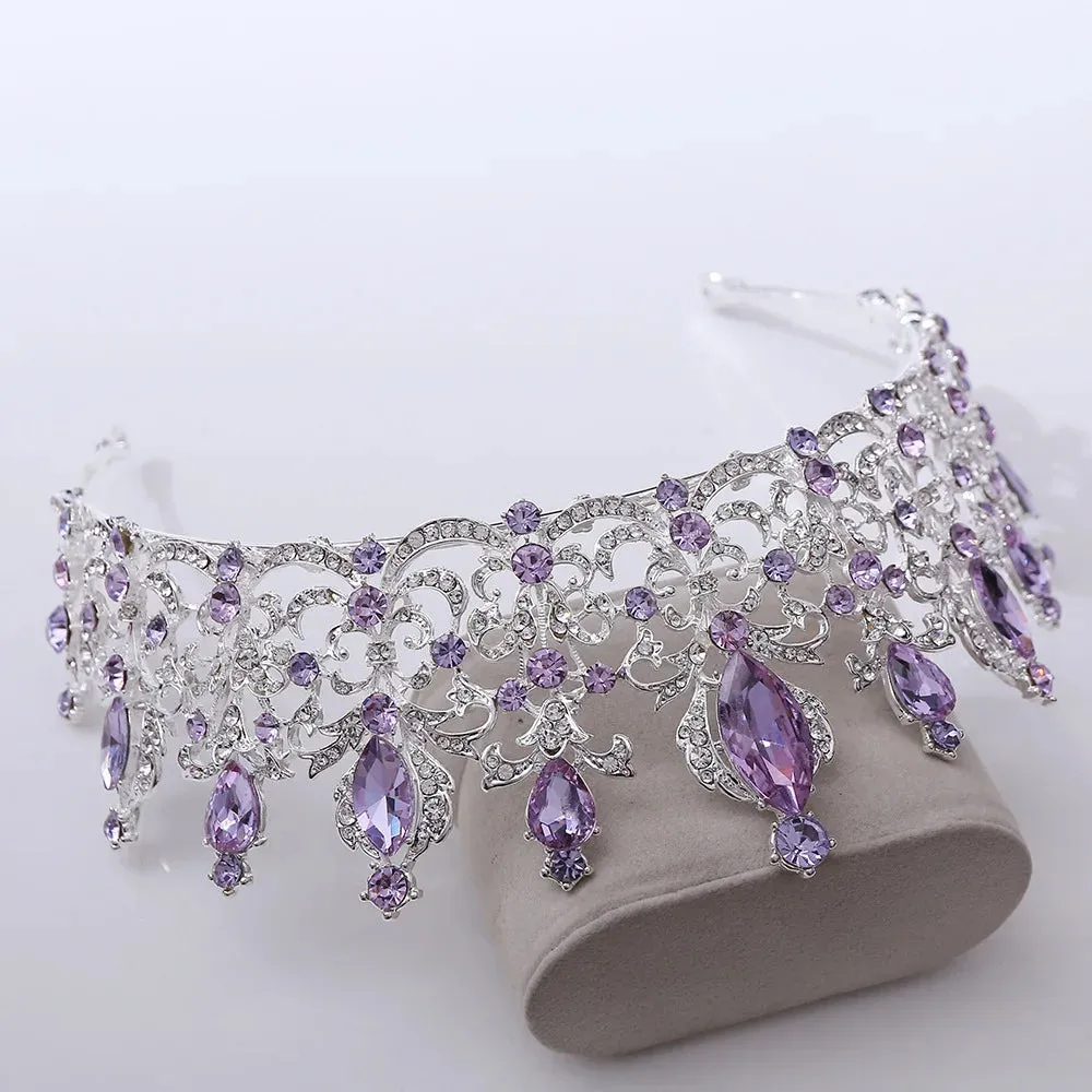 Vintage Silver and Purple Rhinestone Tiaras Crowns