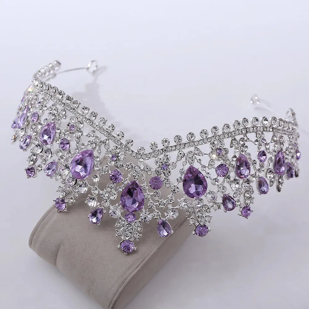 Vintage Silver and Purple Rhinestone Tiaras Crowns