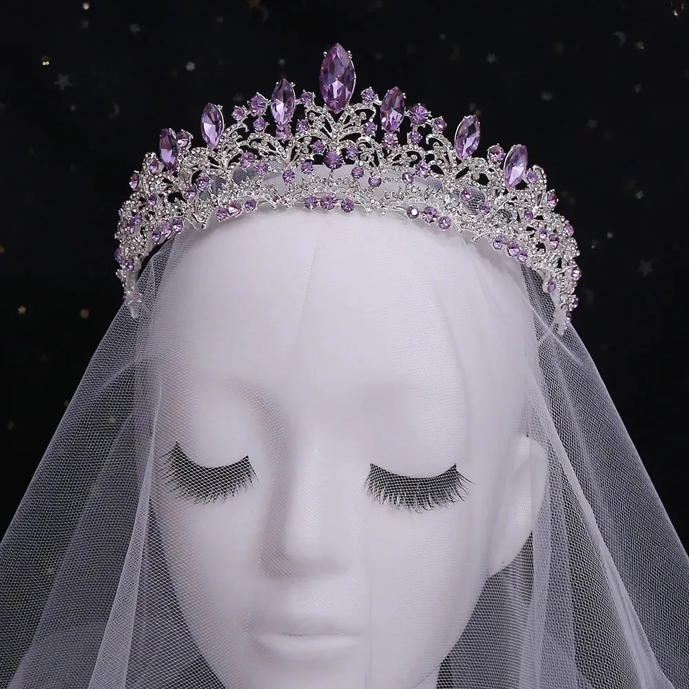 Vintage Silver and Purple Rhinestone Tiaras Crowns