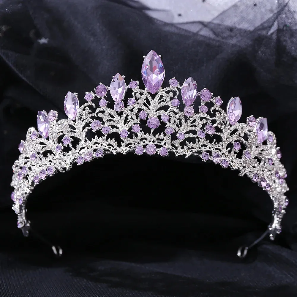 Vintage Silver and Purple Rhinestone Tiaras Crowns