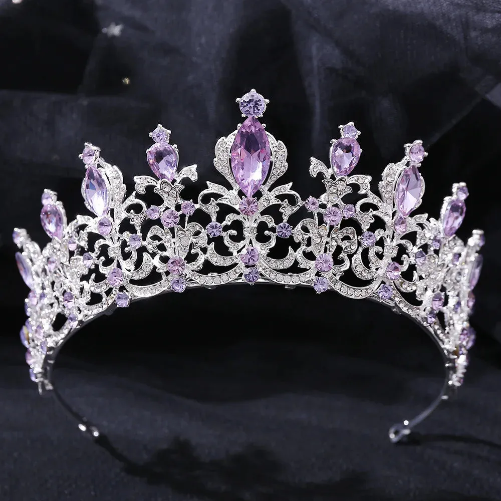 Vintage Silver and Purple Rhinestone Tiaras Crowns