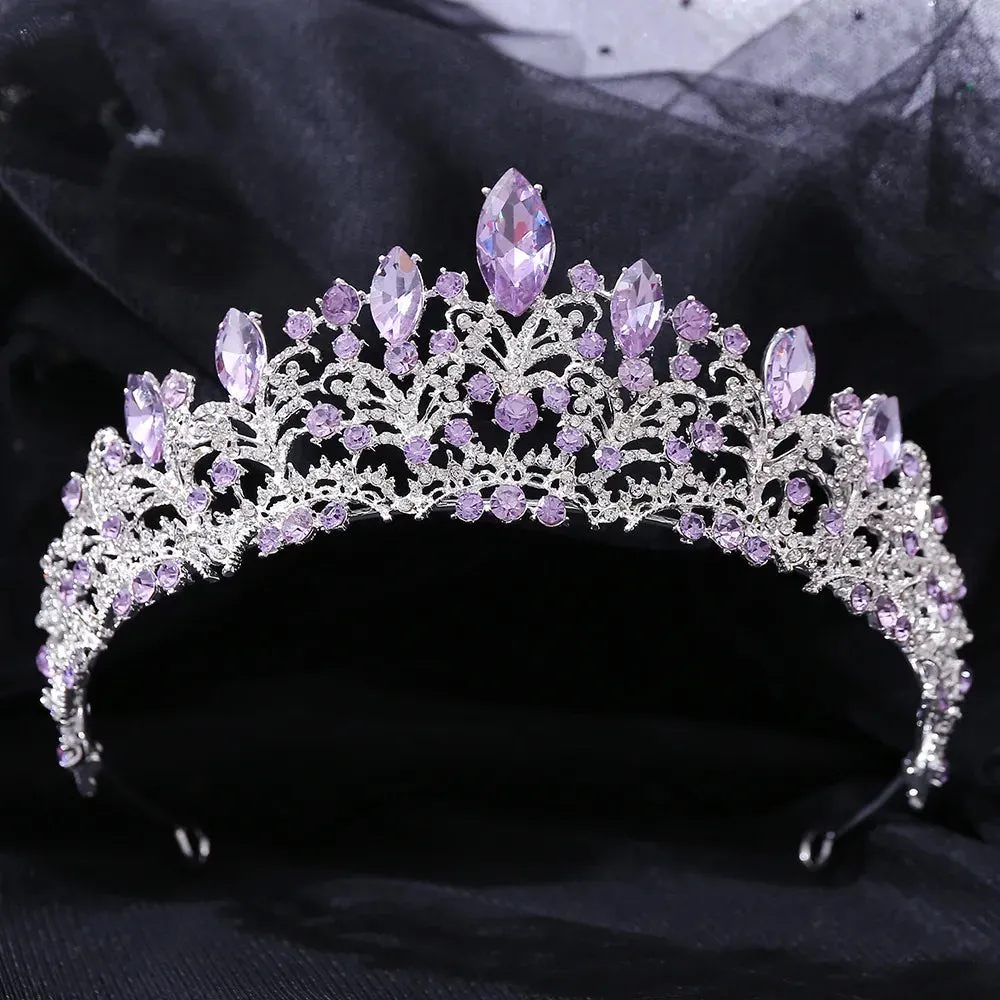 Vintage Silver and Purple Rhinestone Tiaras Crowns