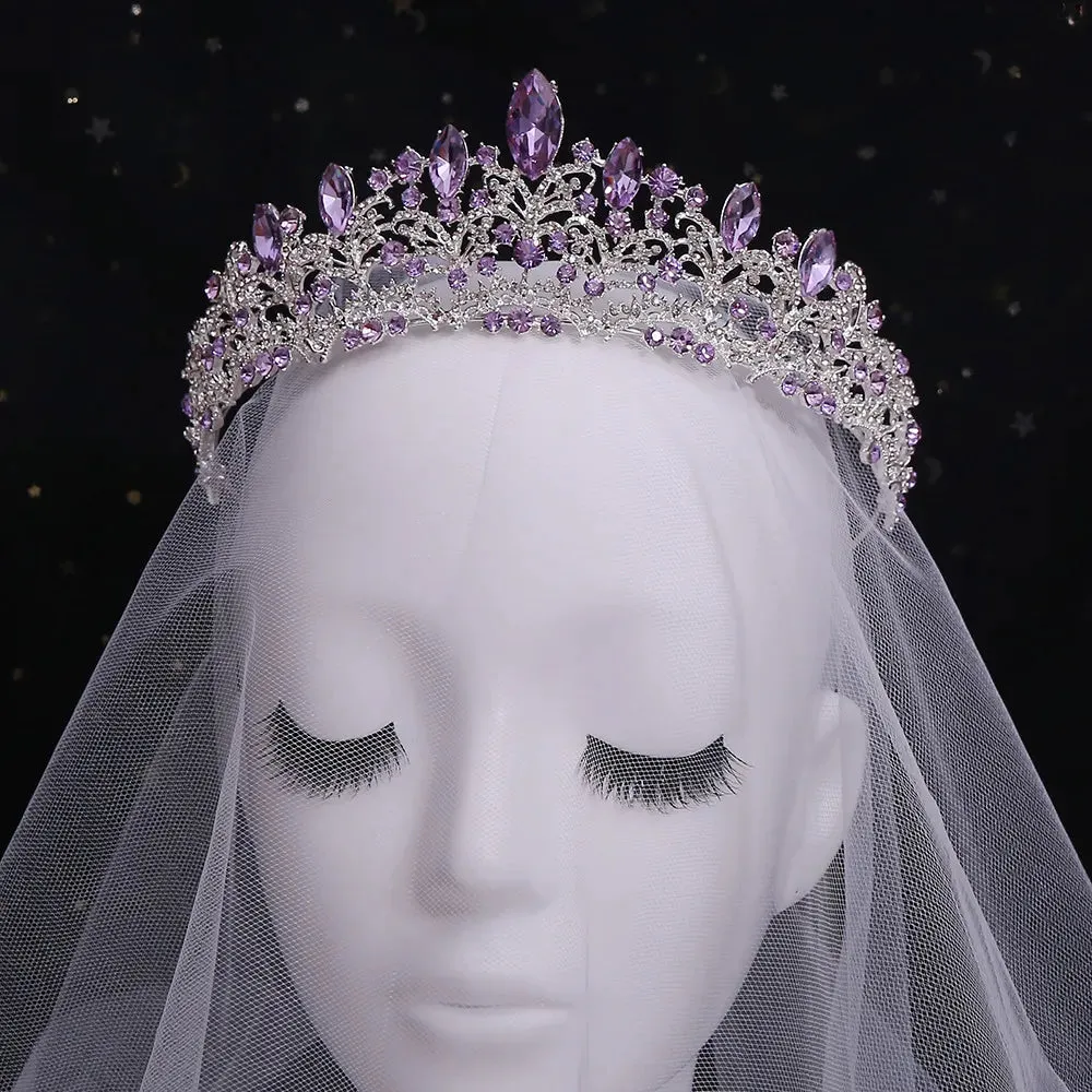 Vintage Silver and Purple Rhinestone Tiaras Crowns