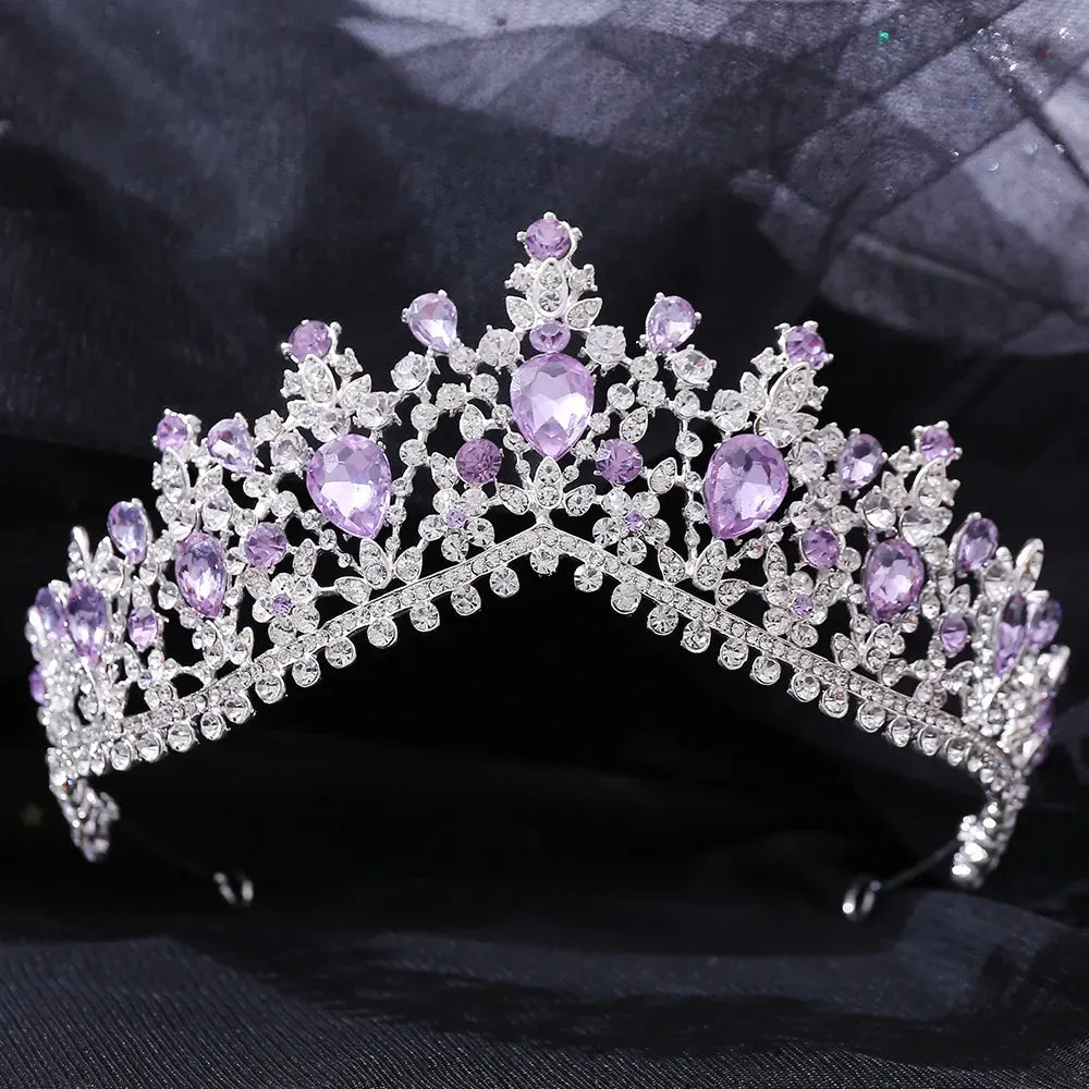 Vintage Silver and Purple Rhinestone Tiaras Crowns
