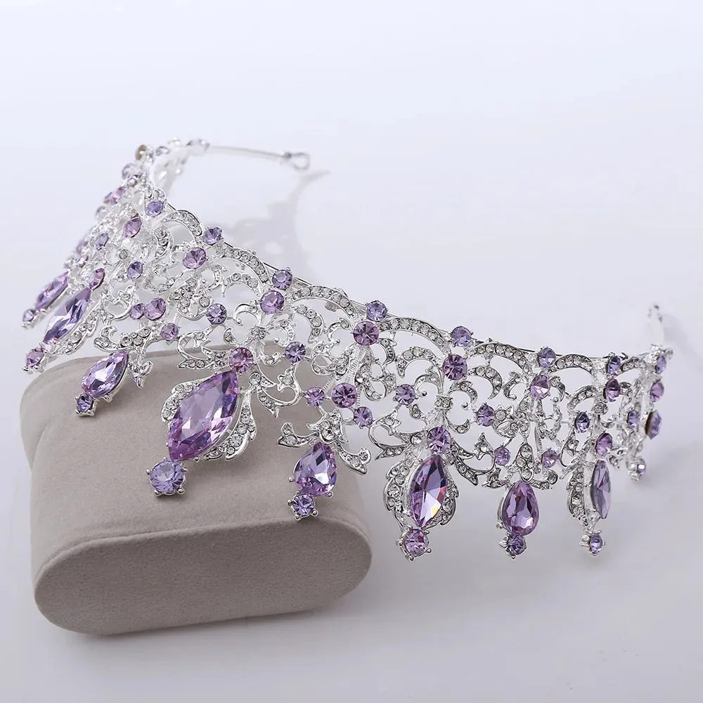 Vintage Silver and Purple Rhinestone Tiaras Crowns