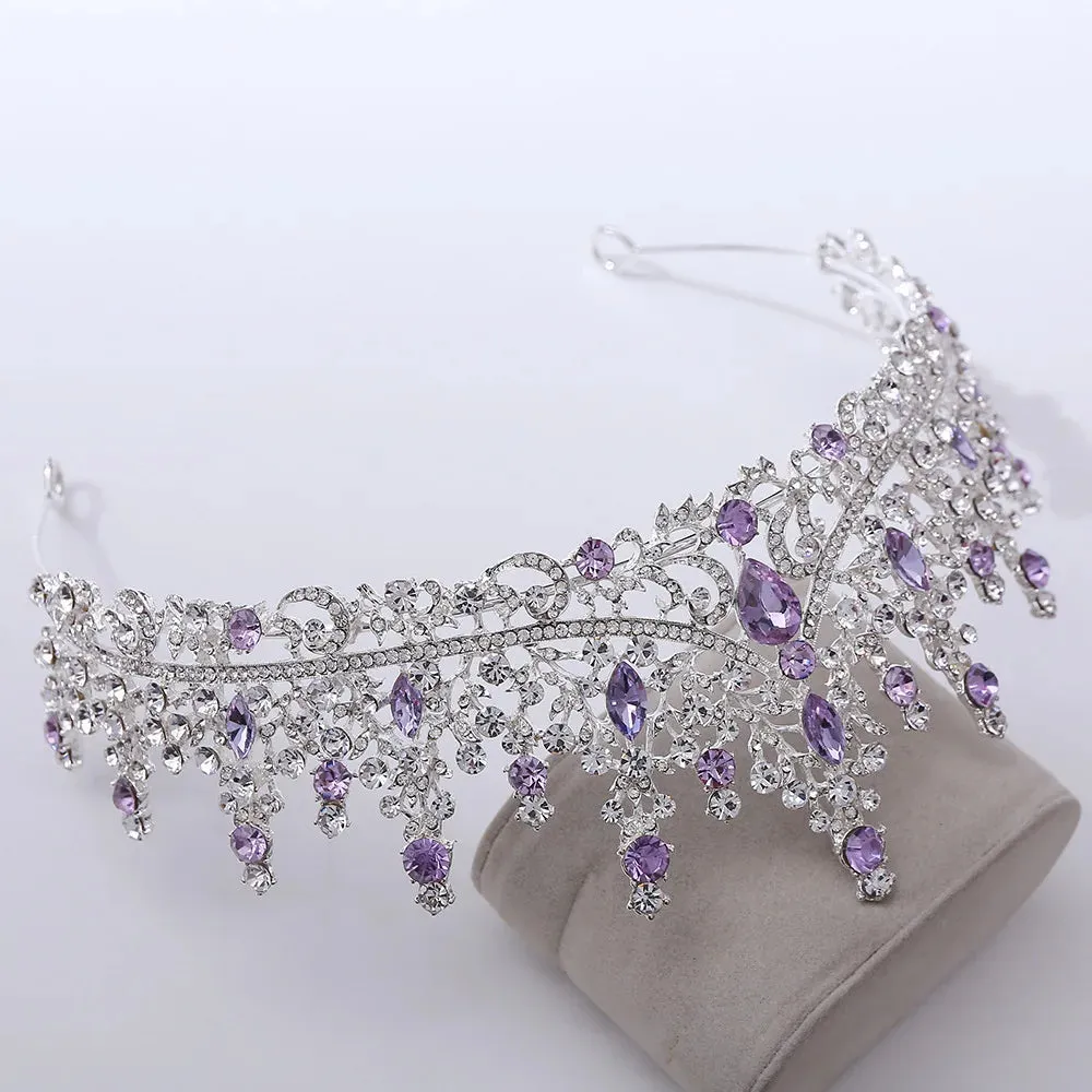 Vintage Silver and Purple Rhinestone Tiaras Crowns