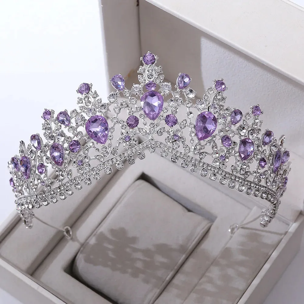 Vintage Silver and Purple Rhinestone Tiaras Crowns