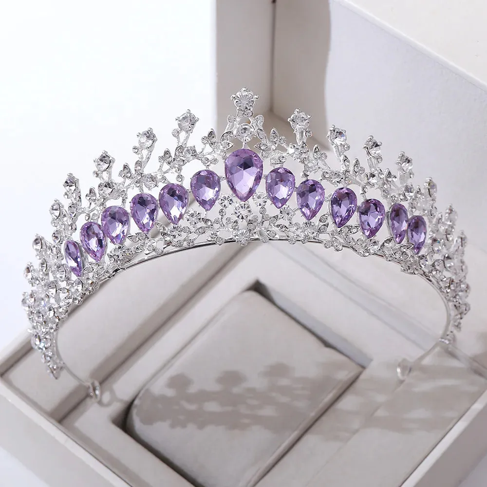 Vintage Silver and Purple Rhinestone Tiaras Crowns