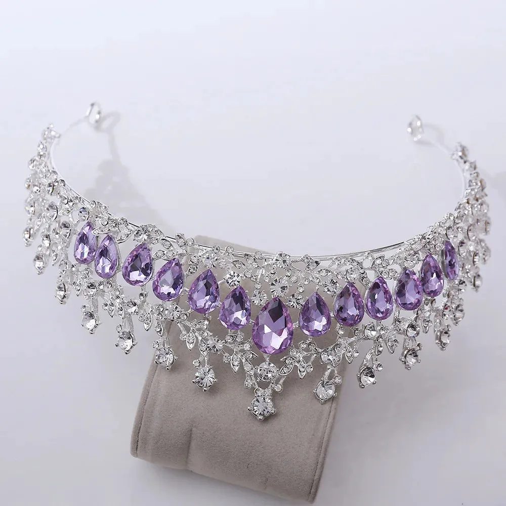 Vintage Silver and Purple Rhinestone Tiaras Crowns