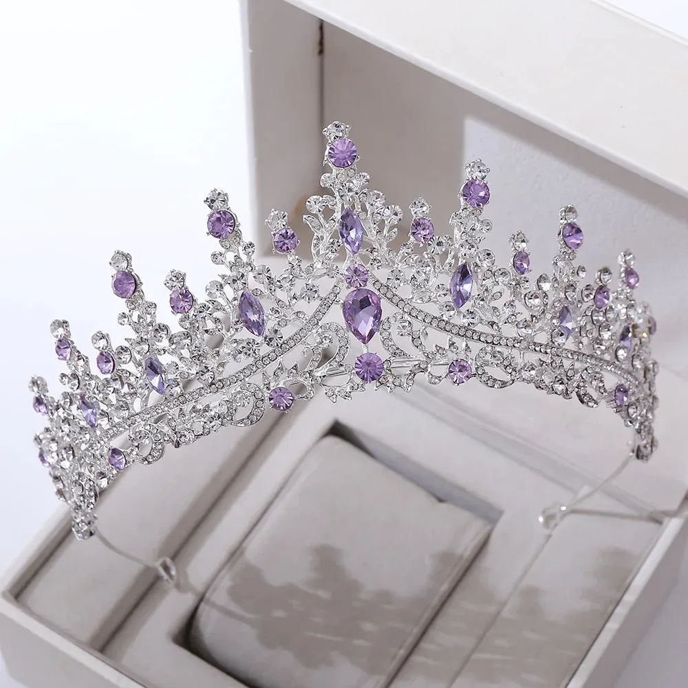 Vintage Silver and Purple Rhinestone Tiaras Crowns