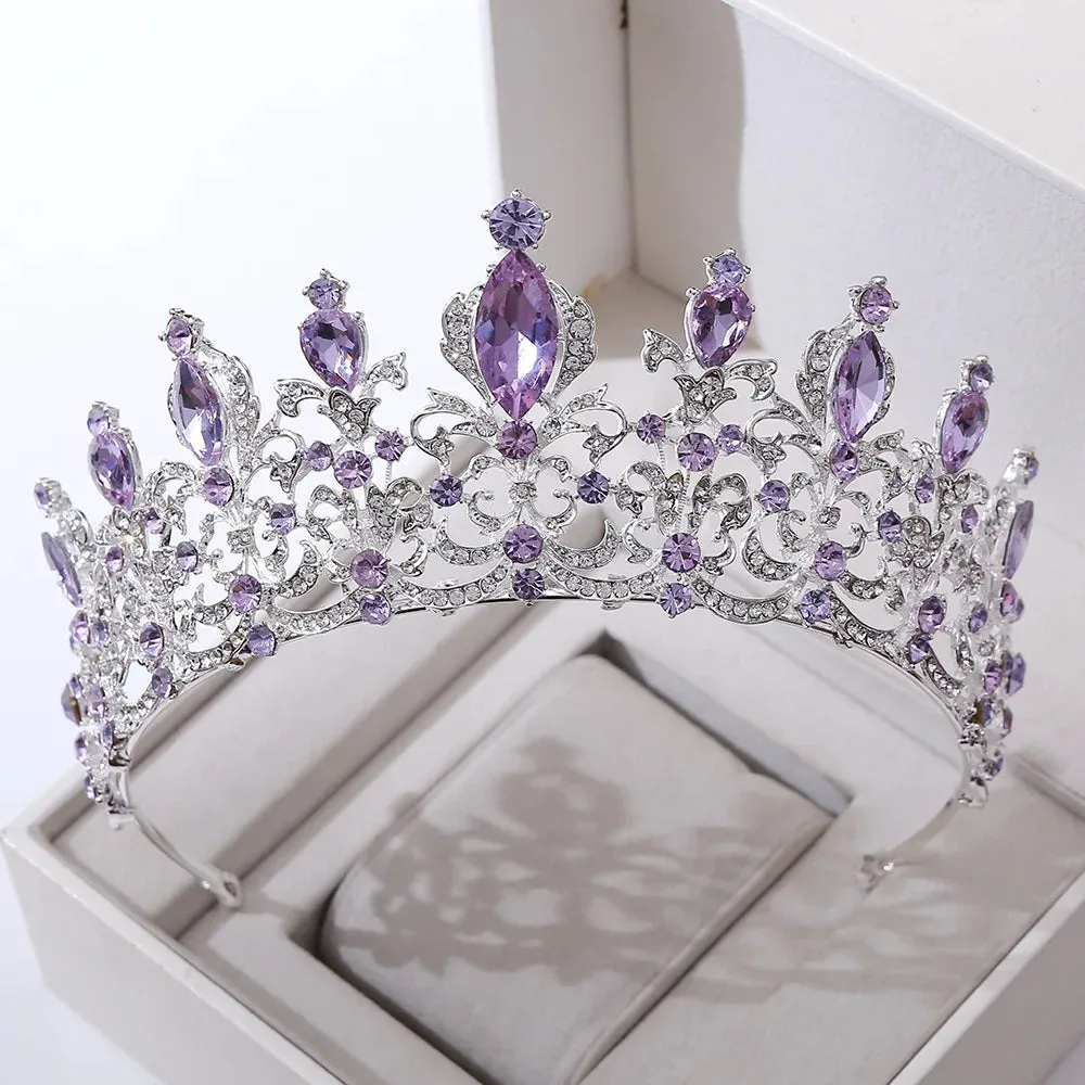 Vintage Silver and Purple Rhinestone Tiaras Crowns