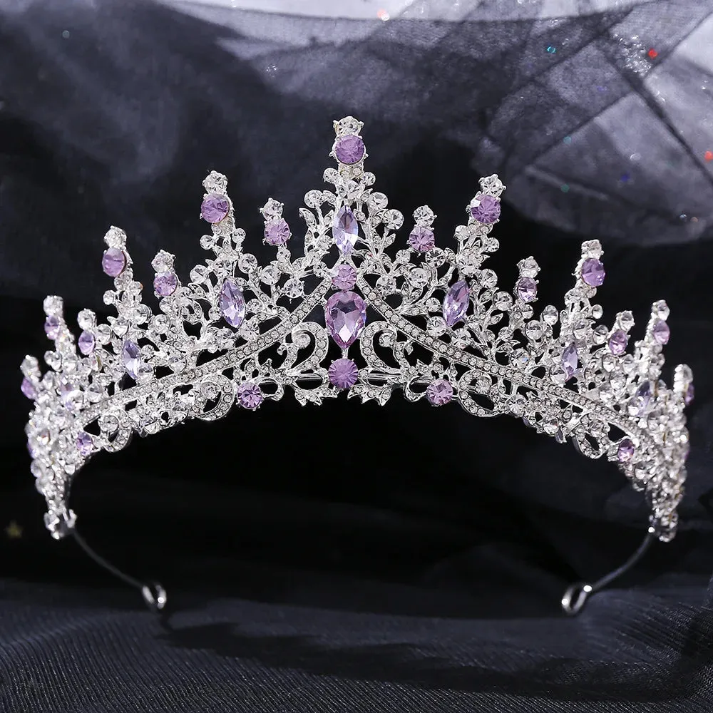 Vintage Silver and Purple Rhinestone Tiaras Crowns