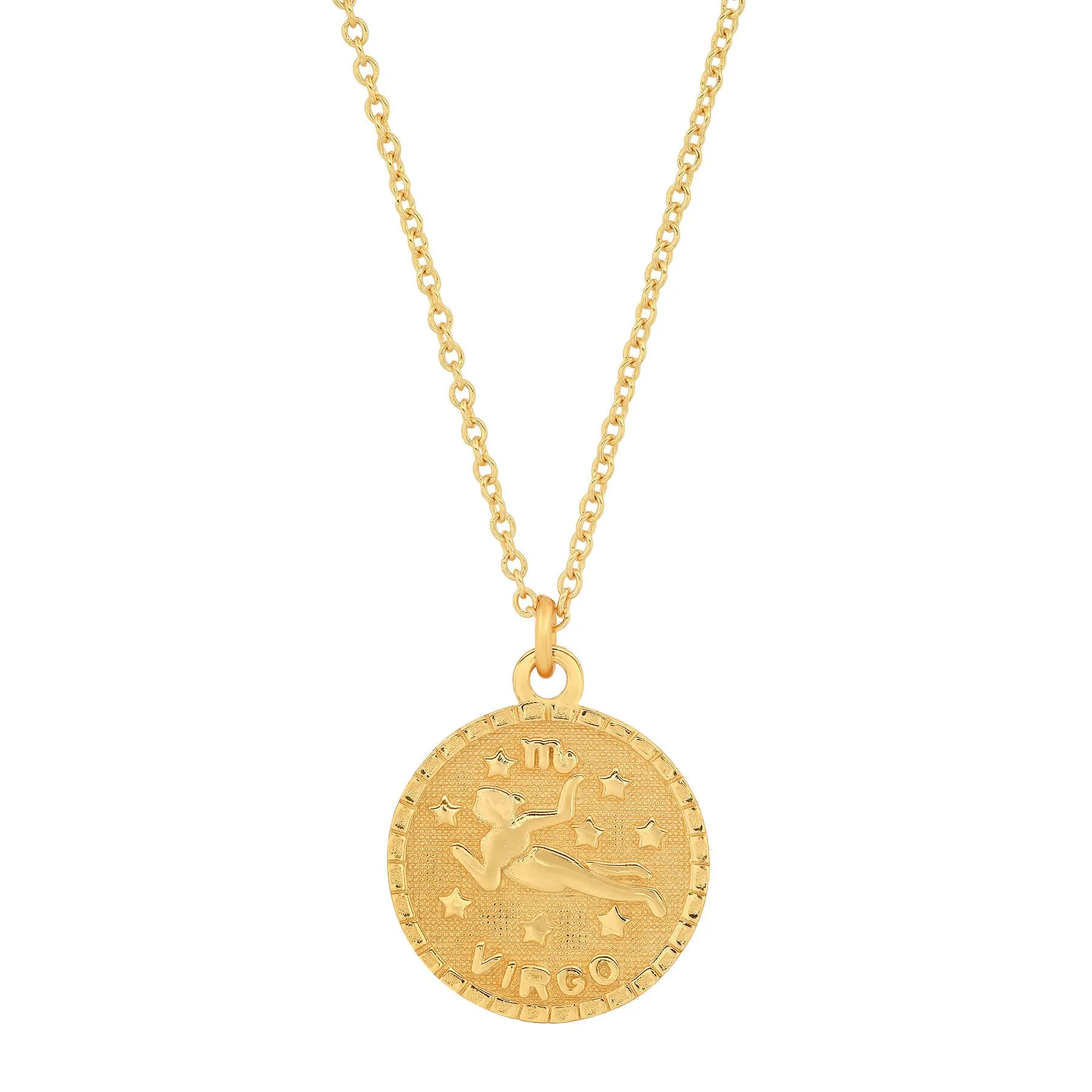 VIRGO ZODIAC MEDALLION NECKLACE, GOLD