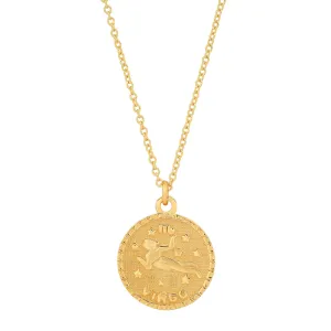 VIRGO ZODIAC MEDALLION NECKLACE, GOLD