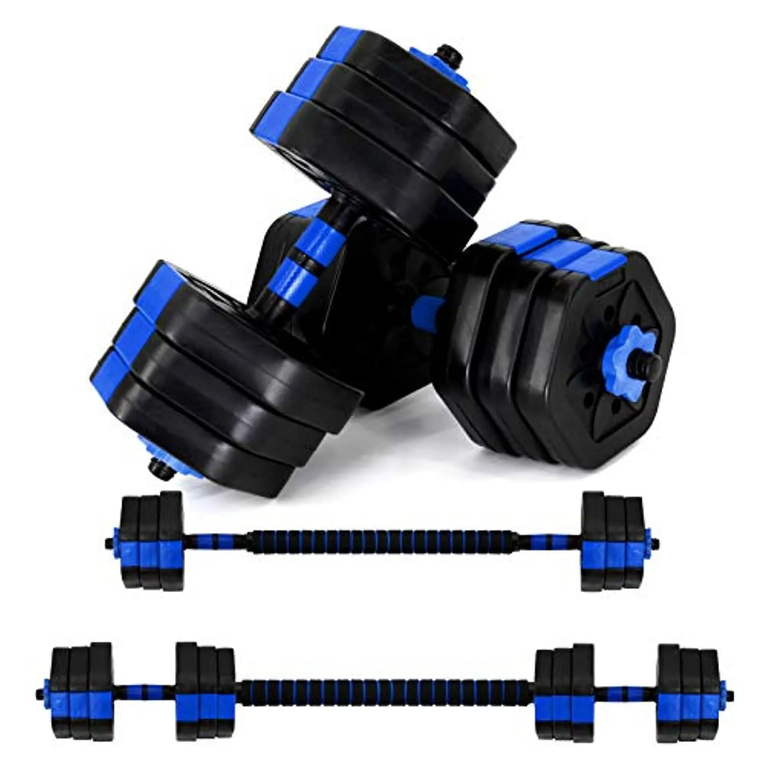 Vivitory Weights Dumbbells Set, Adjustable Dumbbell Set with Connector, Non-Rolling Dumbbells Weights Set for Home Gym, Barbells Weights for Exercises, Up to 44/66 lbs, Hexagon Shape Cement Mixture