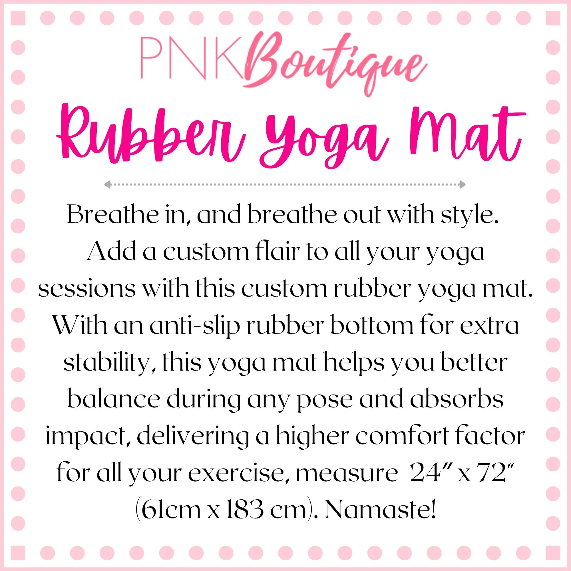 Watercolor  Pink and Green Personalized Rubber Yoga Mat