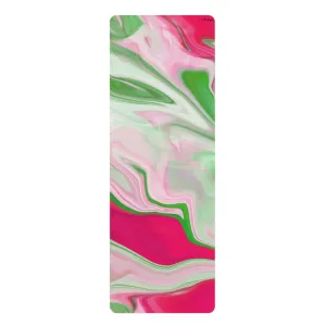 Watercolor  Pink and Green Personalized Rubber Yoga Mat