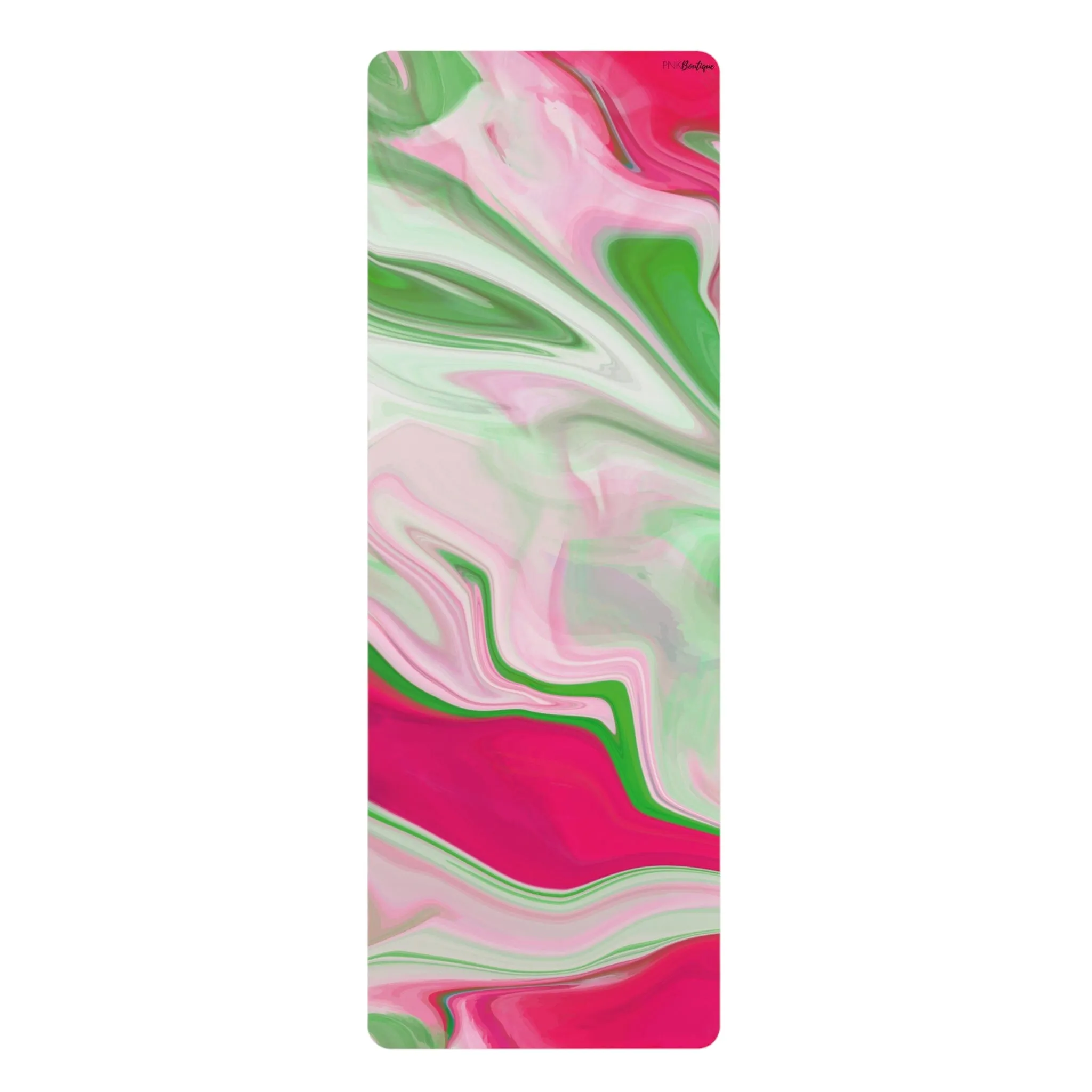 Watercolor  Pink and Green Personalized Rubber Yoga Mat