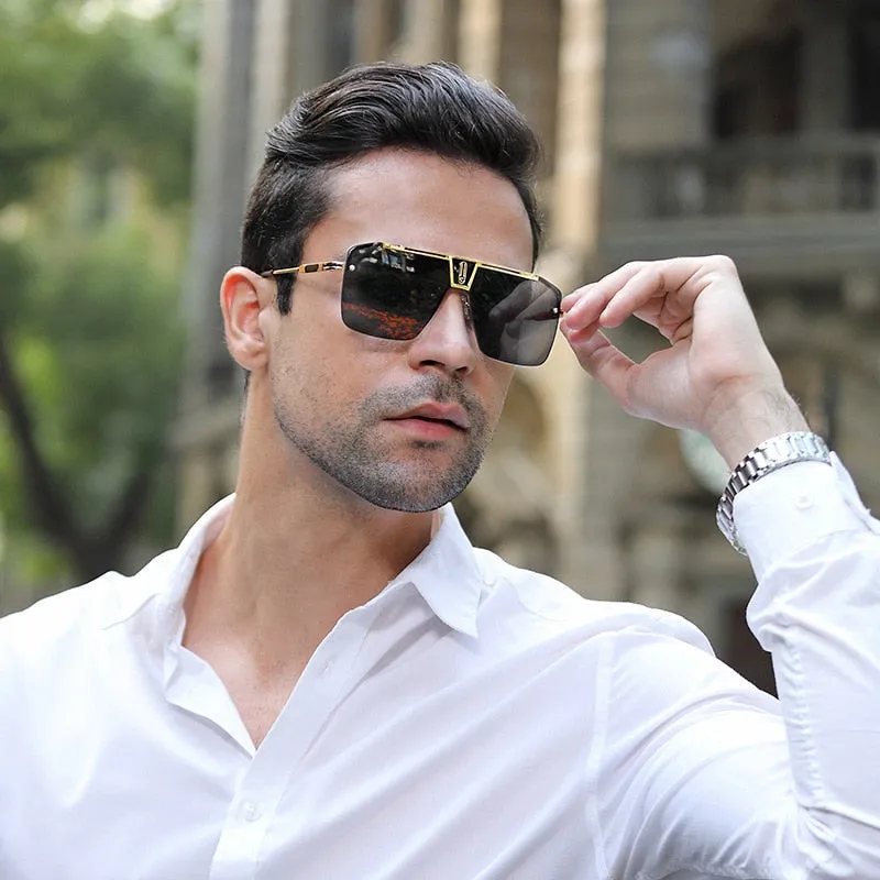 West Louis™ Square Rimless Brand Design Big Frame Flat Top Sunglasses