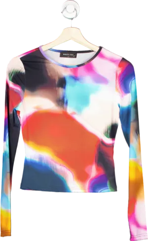 White Fox Multicolour Abstract Long Sleeve Top S