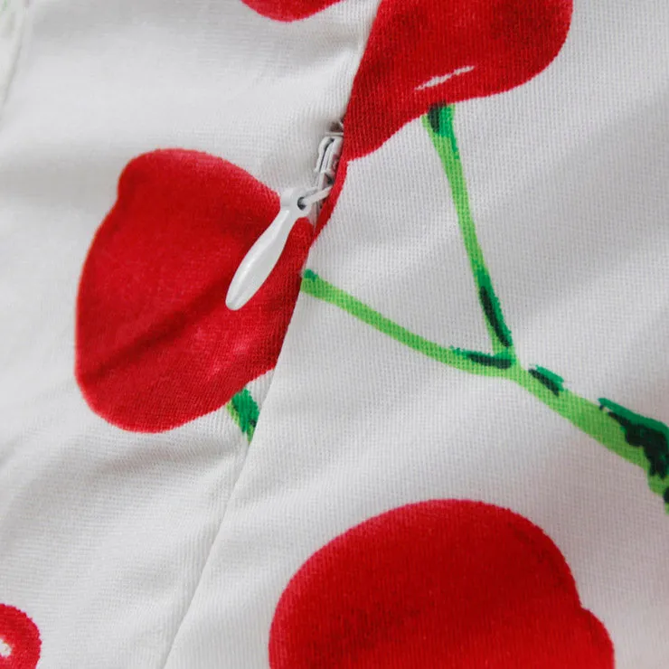 White Halterneck Cherry 50's Dress