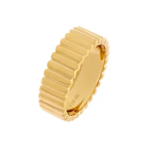 Wide Solid Ribbed Band 14K