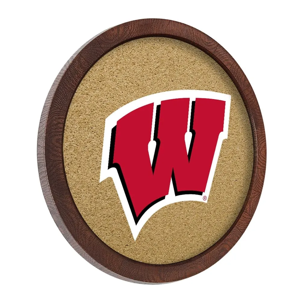 Wisconsin Badgers: "Faux" Barrel Framed Cork Board