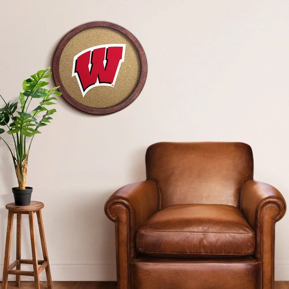 Wisconsin Badgers: "Faux" Barrel Framed Cork Board