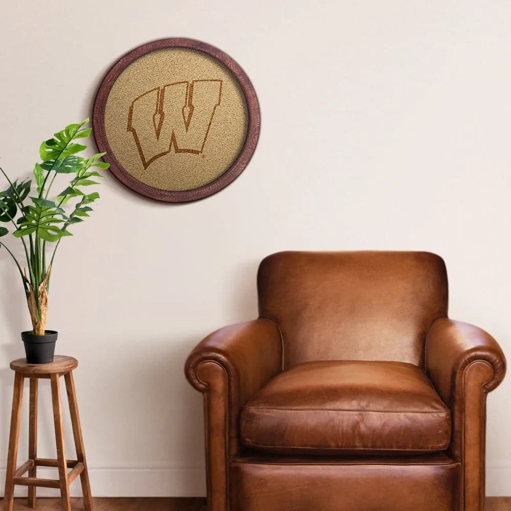 Wisconsin Badgers: "Faux" Barrel Framed Cork Board