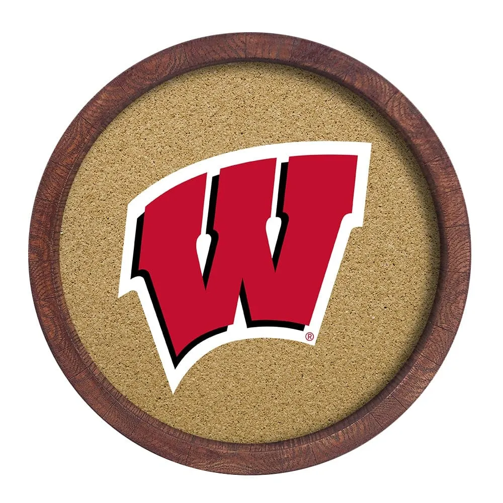 Wisconsin Badgers: "Faux" Barrel Framed Cork Board