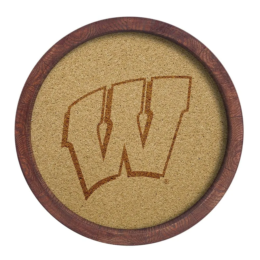 Wisconsin Badgers: "Faux" Barrel Framed Cork Board