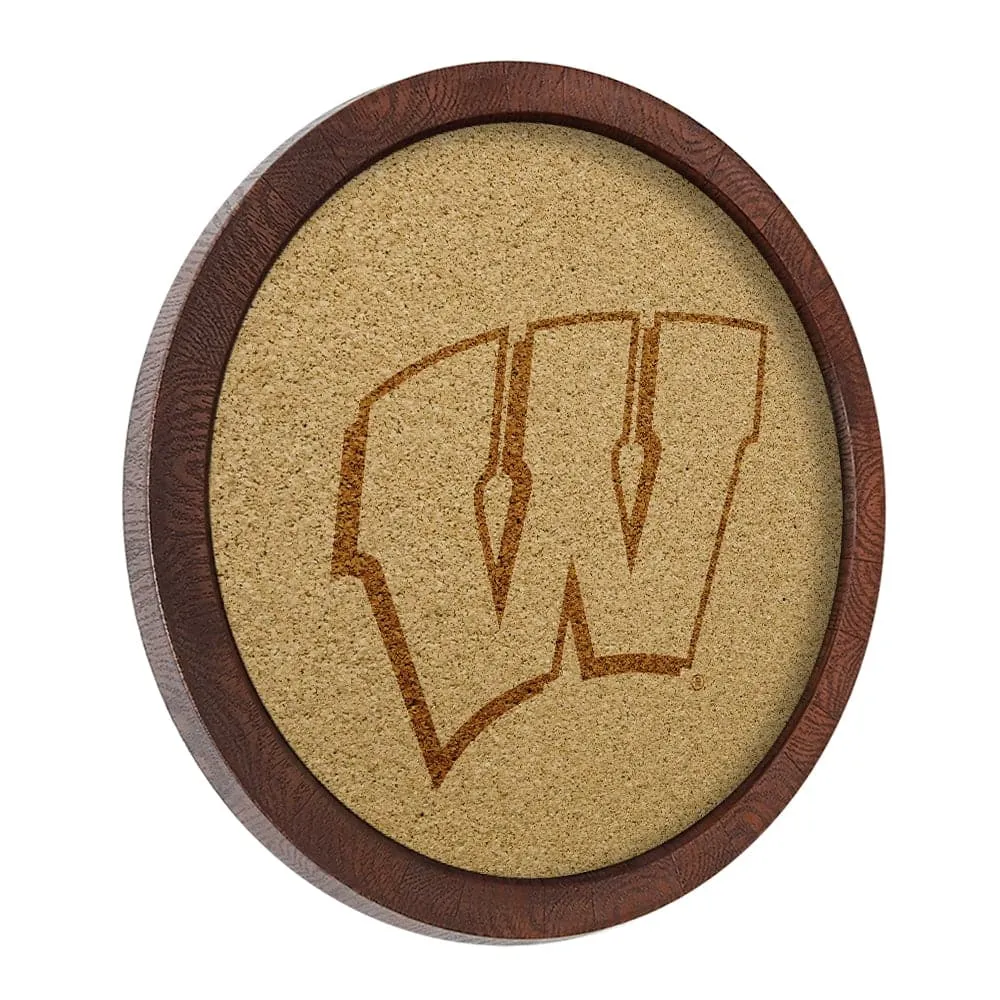 Wisconsin Badgers: "Faux" Barrel Framed Cork Board