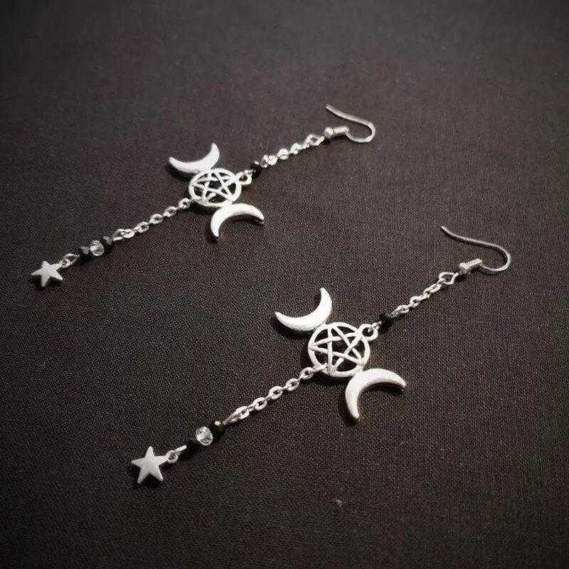 Witch Jewelry Moon Dangle Drop Earrings Crystal Beads Sophisticated Jewellery 2021 NEW Women Gift Fashion Witch Magic Pagan