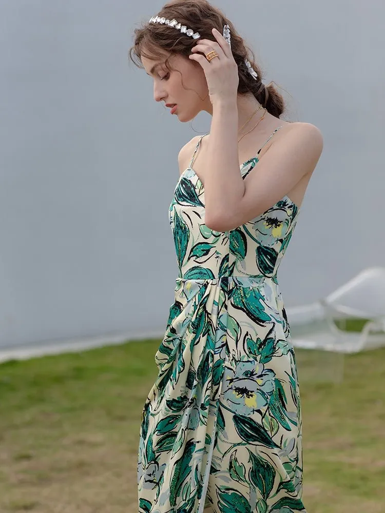 Women Deep V Neck Sexy Slit Dress
