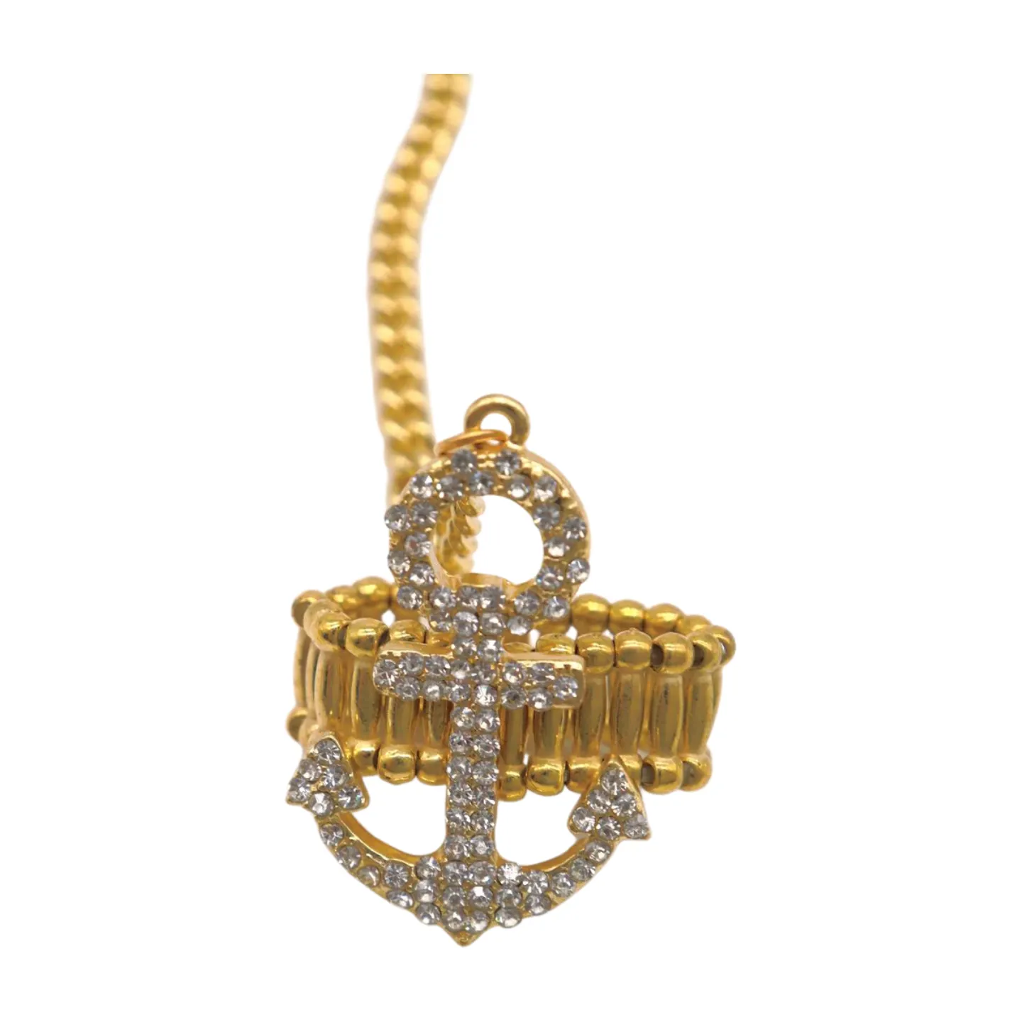 Women Gold Metal Hand Chain Wrist Bracelet Connected Anchor Ring